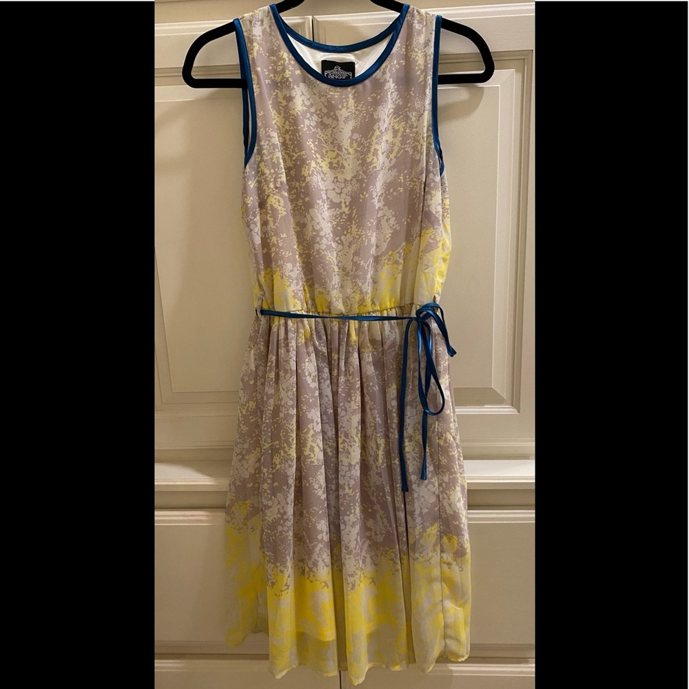 Yellow-and-Off-White Splatter Dress